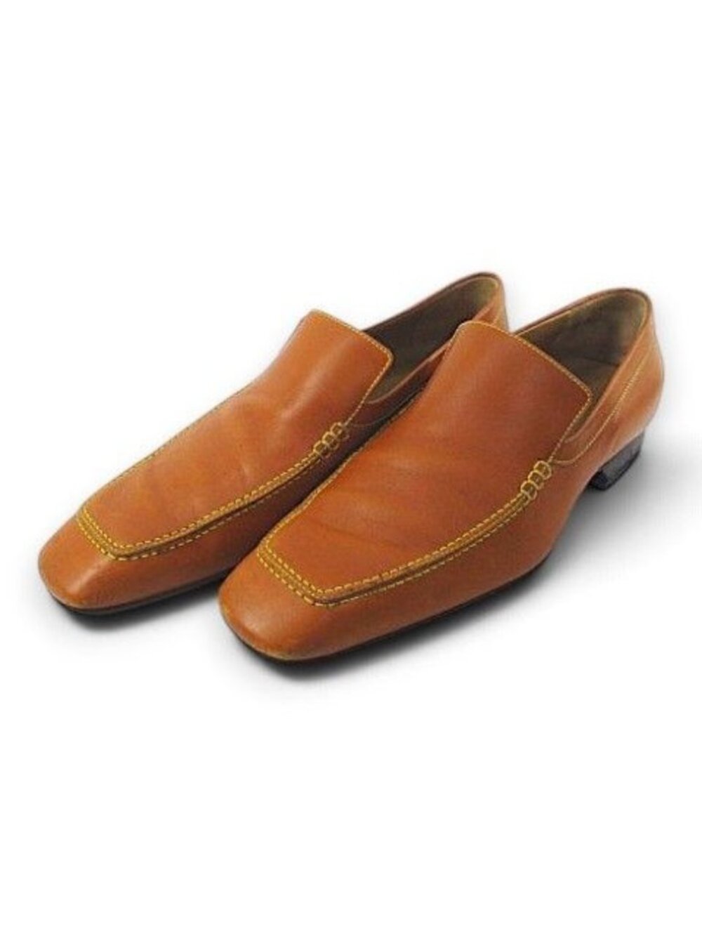 Louis Vuitton Triangle LV Logo Plate Square Toe Loafers Leather 9